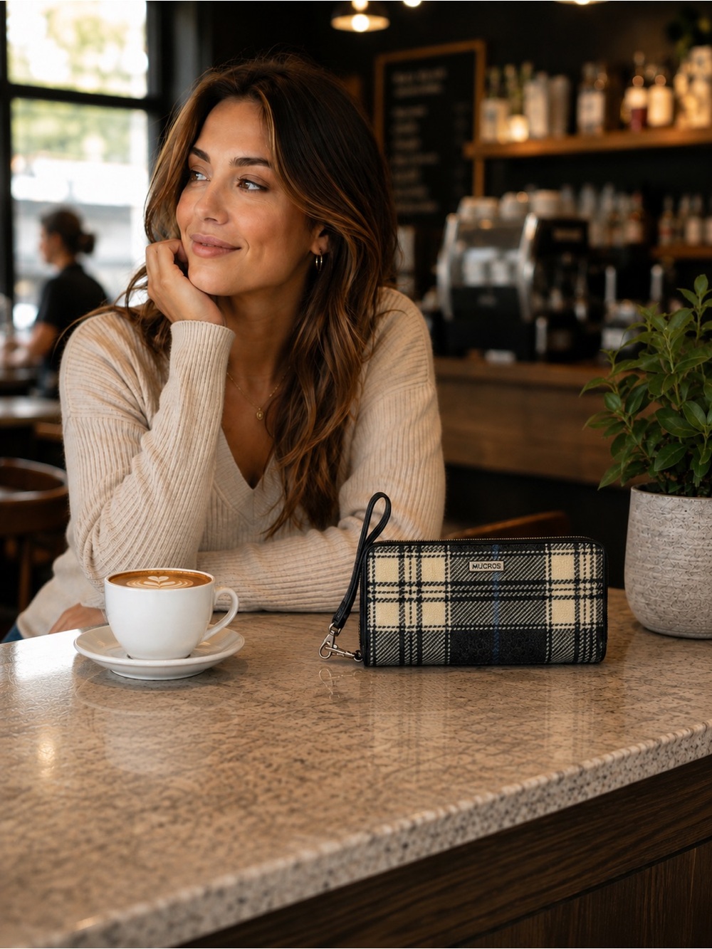 Mucros Weavers Irish Wool Tweed Plaid Wallet Wristlet Blue Gray